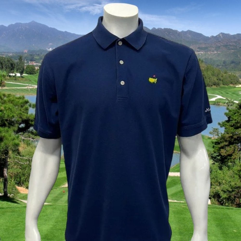 Vintage Masters Collection Blue 60s Two Ply Mercerized Pima Cotton Golf Polo MD